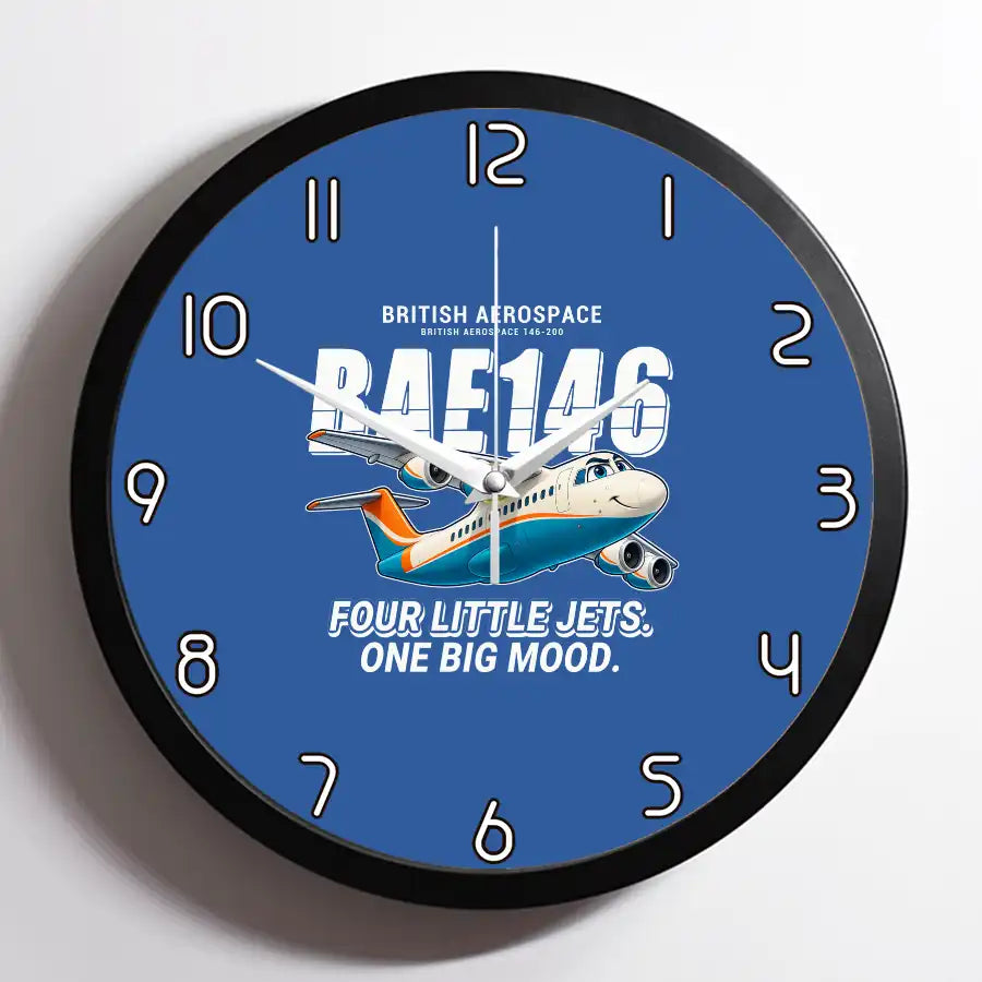 British Aerospace 146-200 - Cartoon - Framed - Blue