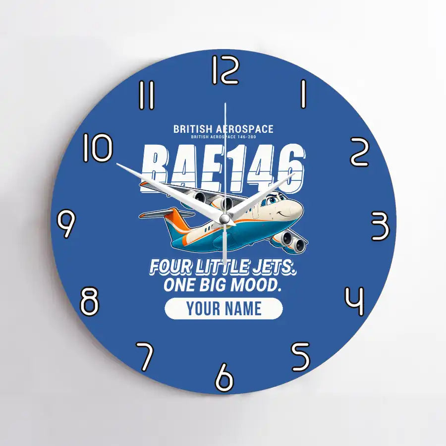 British Aerospace 146-200 - Cartoon + Name - No Frame - Blue