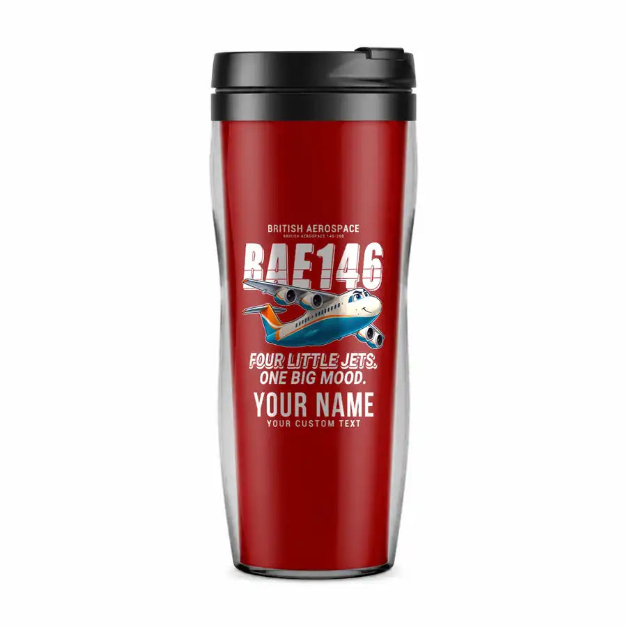 British Aerospace 146-200 - Cartoon + Name - Plastic (No Holder) - Red
