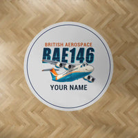 Thumbnail for British Aerospace 146-200 - Cartoon + Name - Round Carpet - Light Gray