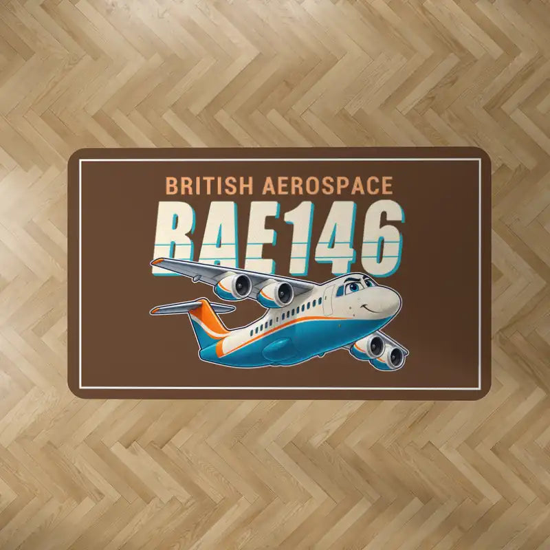 British Aerospace 146-200 - Cartoon - Rectangle Carpet - Brown
