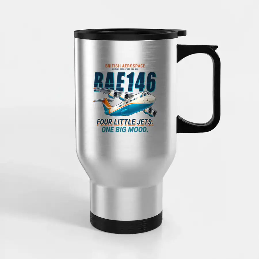 British Aerospace 146-200 - Cartoon - Stainless Steel with Holder - Silver