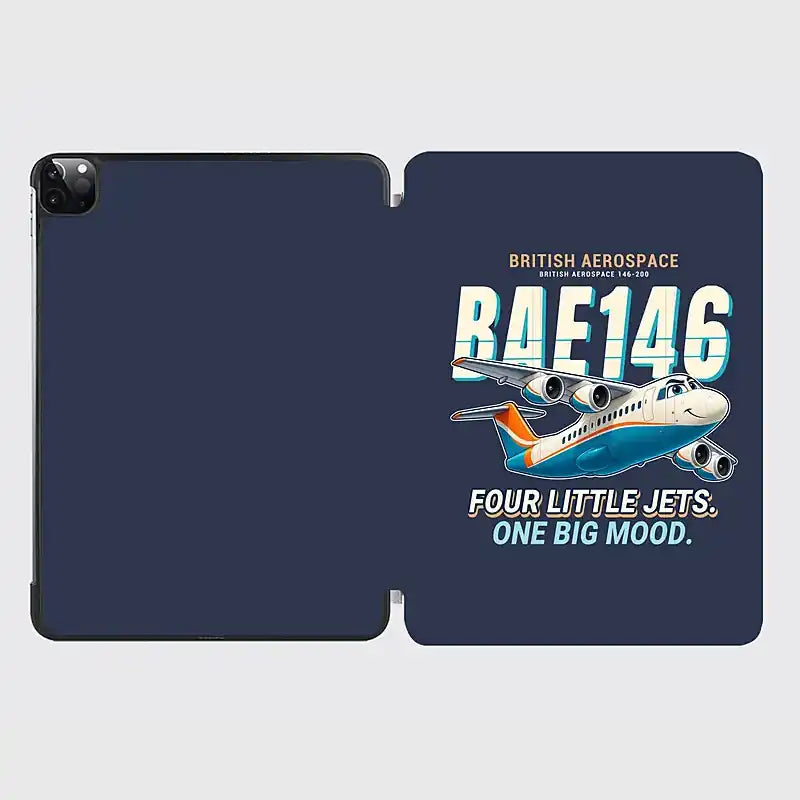 British Aerospace 146-200 - Cartoon - iPad Case - Navy Blue