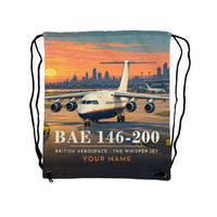 Thumbnail for British Aerospace 146-200 - Drawstring Bag - 3D Scene + Name
