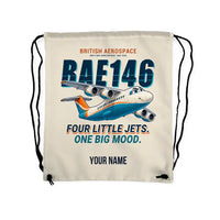 Thumbnail for British Aerospace 146-200 - Drawstring Bag - Cartoon + Name - Beige