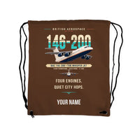 Thumbnail for British Aerospace 146-200 - Drawstring Bag - Original + Name - Brown