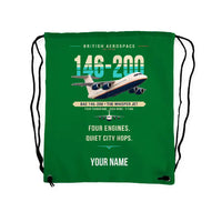 Thumbnail for British Aerospace 146-200 - Drawstring Bag - Original + Name - Green