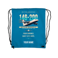 Thumbnail for British Aerospace 146-200 - Drawstring Bag - Original + Name - Light Blue