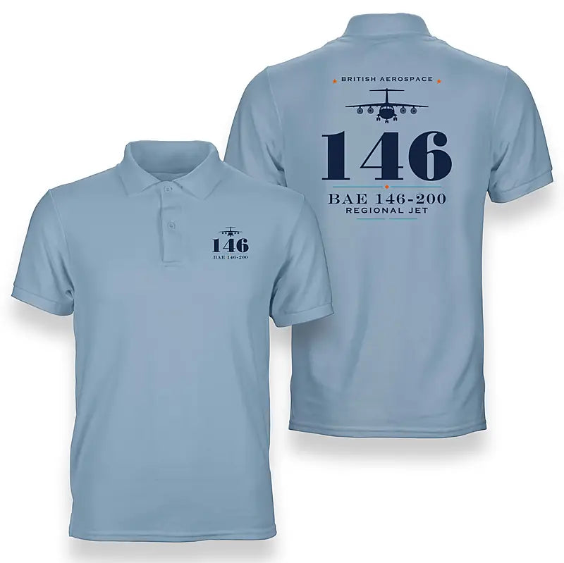 British Aerospace 146-200 - Heritage - Double-Side Polo - Light Blue