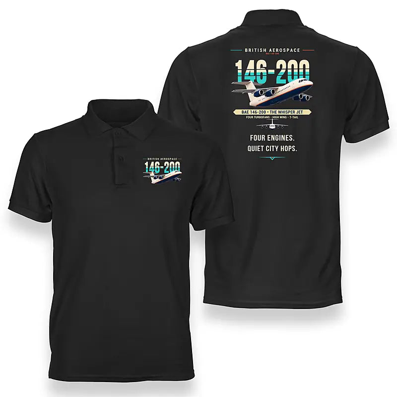 British Aerospace 146-200 - Original - Double-Side Polo - Black
