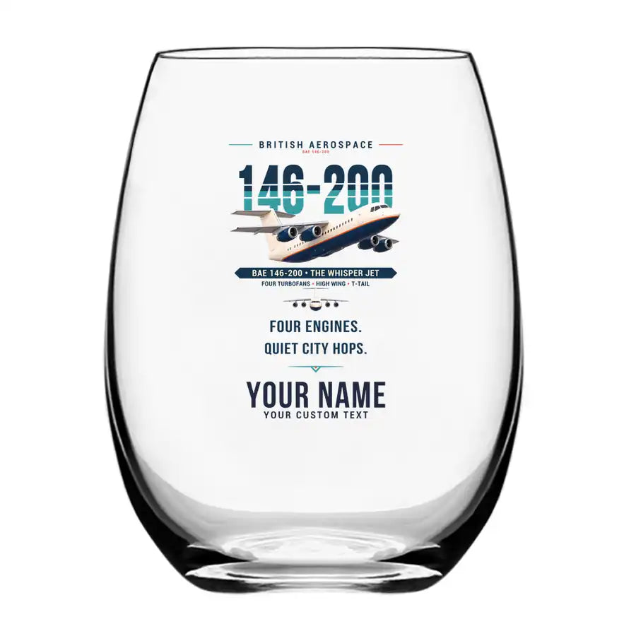 British Aerospace 146-200 - Original + Name - Water & Drink Glass