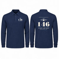 Thumbnail for British Aerospace 146-200 Premium Polo T-Shirts - Heritage - Long Sleeve - Dark Blue