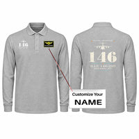 Thumbnail for British Aerospace 146-200 Premium Polo T-Shirts - Heritage + Name - Long Sleeve - Gray