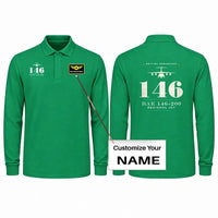 Thumbnail for British Aerospace 146-200 Premium Polo T-Shirts - Heritage + Name - Long Sleeve - Green