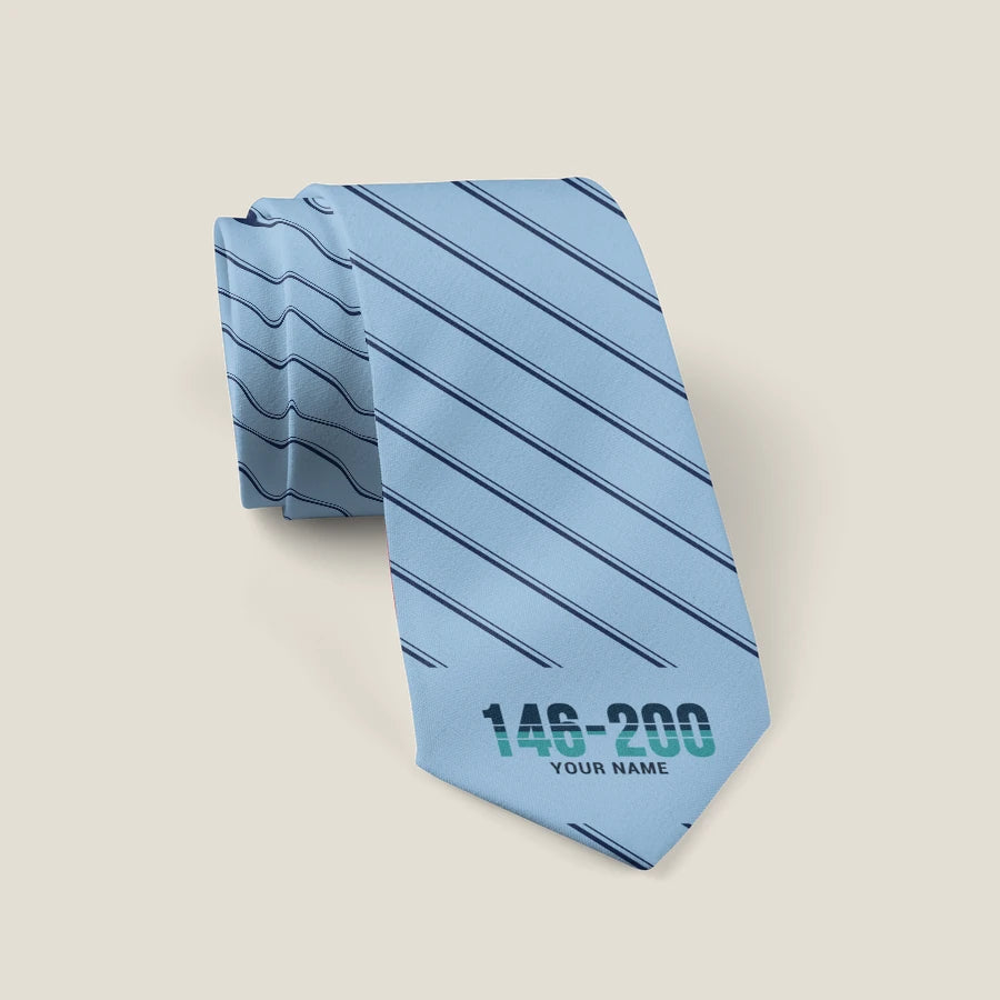 British Aerospace 146-200 - Stripe + Name - Tie - Light Blue