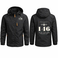 Thumbnail for British Aerospace 146-200 Stylish Jackets - Hooded Windbreaker - Heritage - Black