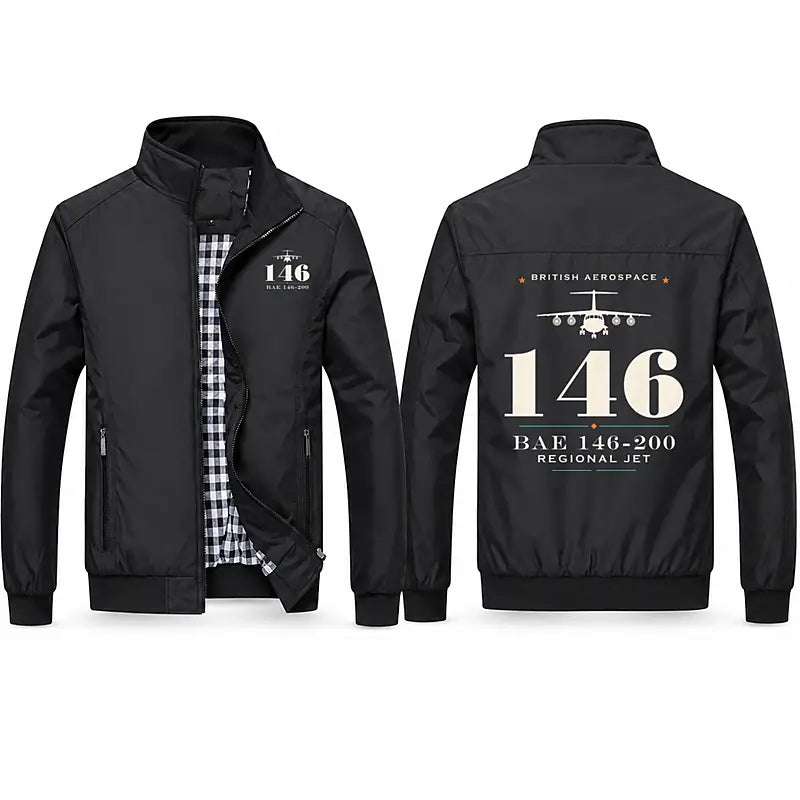 British Aerospace 146-200 Stylish Jackets - Stand Collar - Heritage - Black