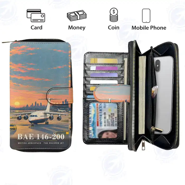 British Aerospace 146-200 Leather Wallets - Zip Long Wallet - 3D