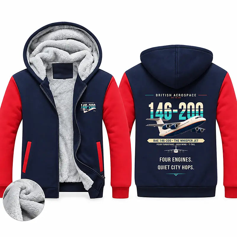 British Aerospace 146-200 Zipped Sweatshirts - Original - Navy & Red