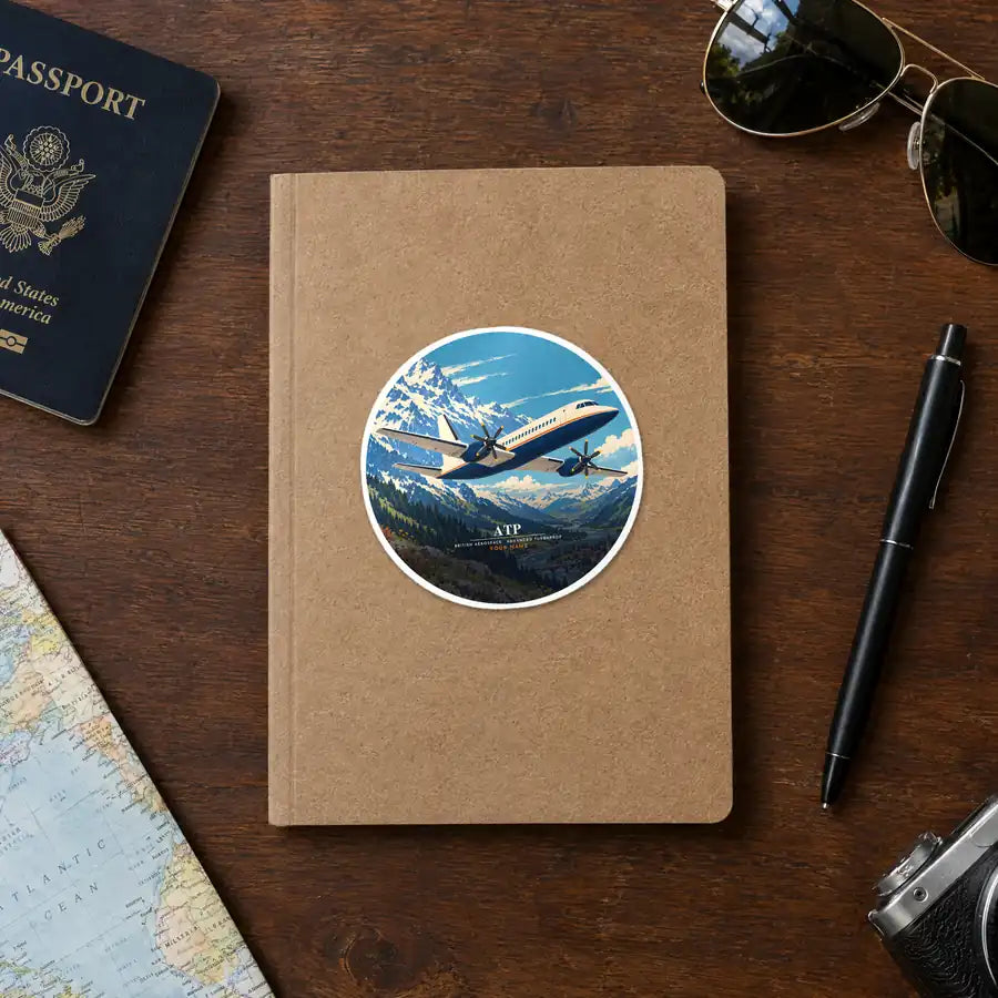 British Aerospace ATP - 3D + Name - Circle Sticker - Notebook