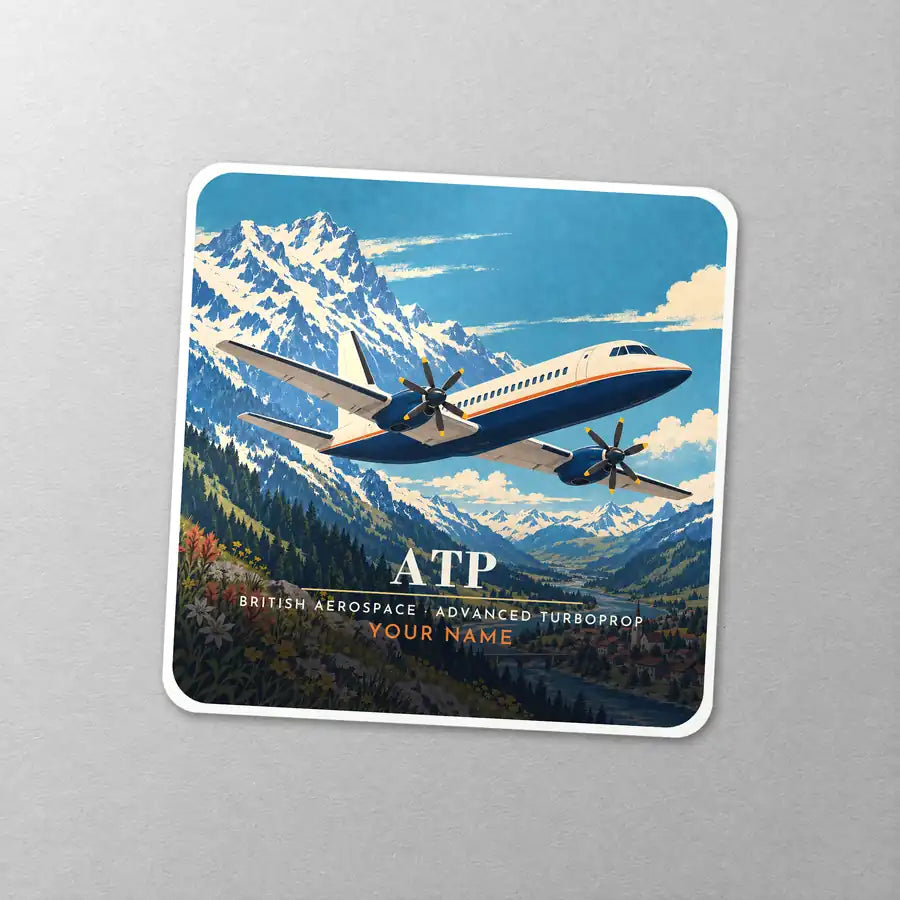 British Aerospace ATP - 3D + Name - Square Sticker - Close-up