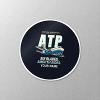 Thumbnail for British Aerospace ATP - Cartoon + Name - Circle Sticker - Close-up