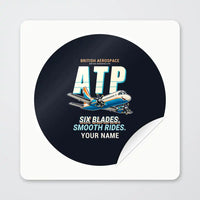 Thumbnail for British Aerospace ATP - Cartoon + Name - Circle Sticker - Peel