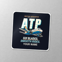 Thumbnail for British Aerospace ATP - Cartoon + Name - Square Sticker - Close-up