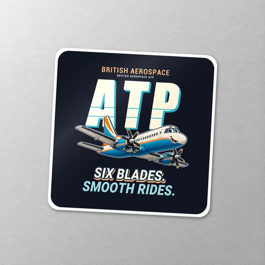 British Aerospace ATP - Cartoon - Square Sticker - Close-up