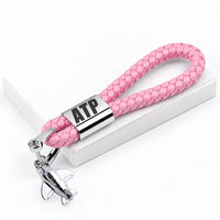 Thumbnail for British Aerospace ATP - Leather Key Chain - Braided Leather - Tag - Pink