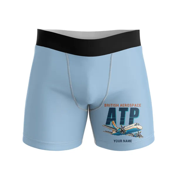 British Aerospace ATP - Men Boxers - Cartoon + Name - Light Blue