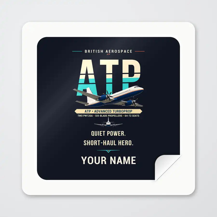 British Aerospace ATP - Original + Name - Square Sticker - Peel