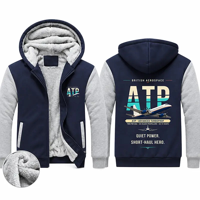 British Aerospace ATP Zipped Sweatshirts - Original - Navy & Gray