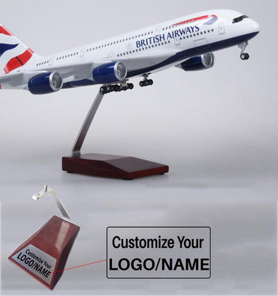 Side view of British Airways Airbus A380 Airplane Model (1/160 Scale) aviation LED model airplane in diecast metal with LED l.