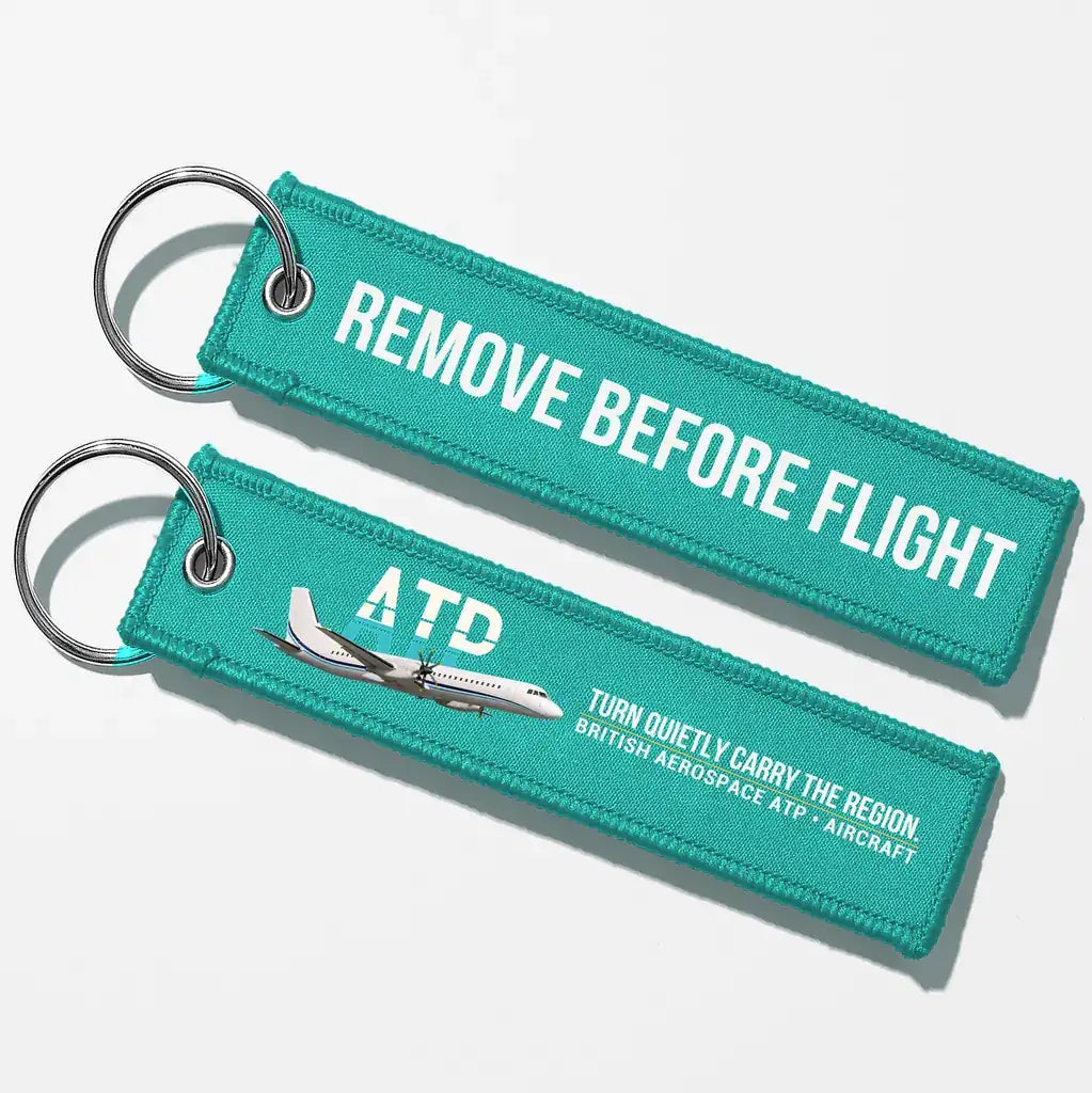 British Aerospace ATP Aviator Key Chains - Turquoise - Remove Before Flight
