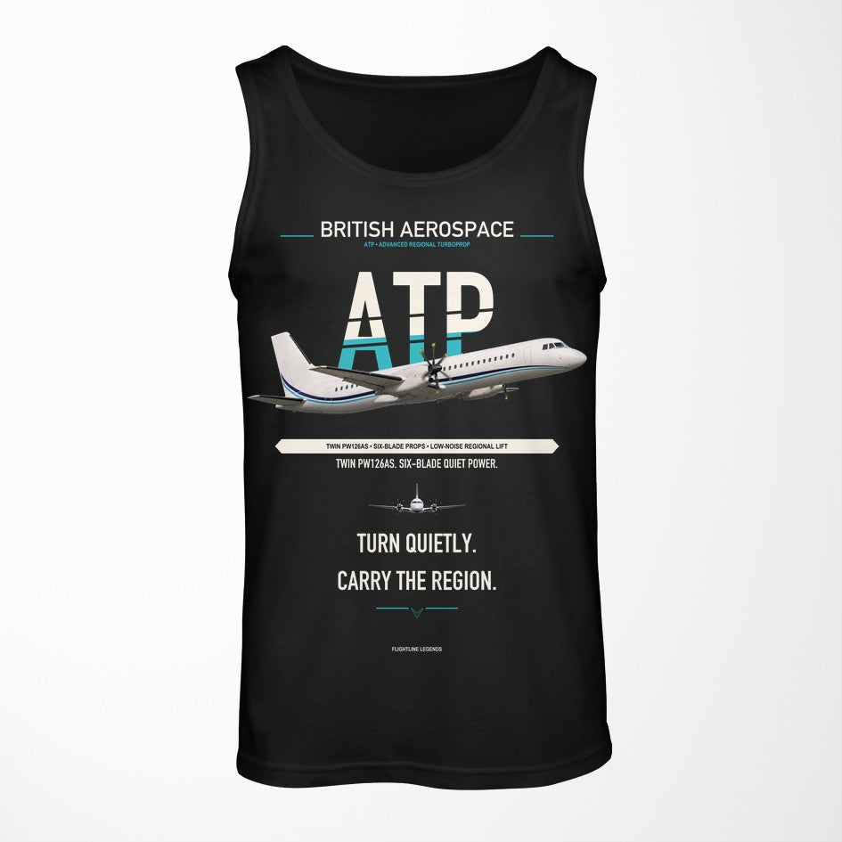 British Aerospace ATP design on black tank top