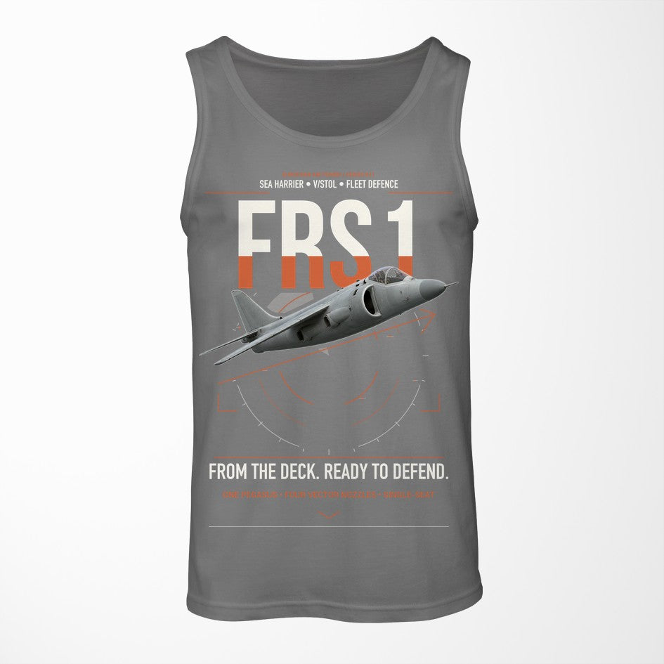 British Aerospace Sea Harrier FRS.1 design on gray tank top