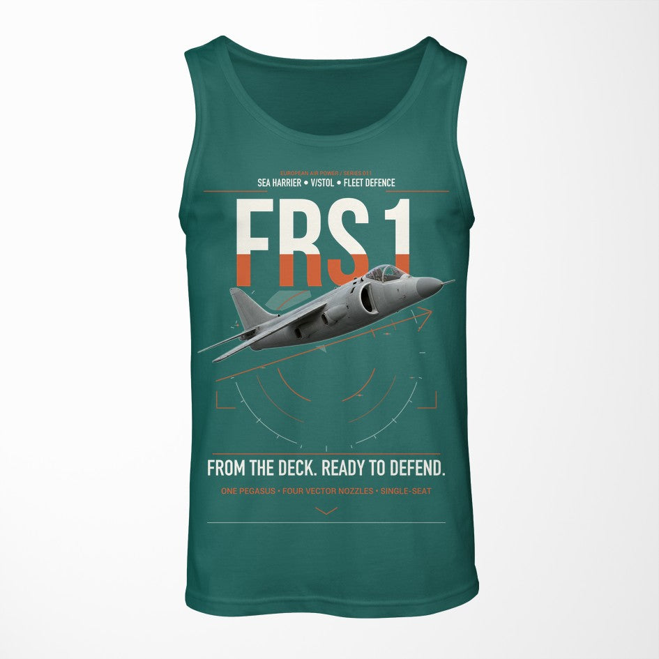 British Aerospace Sea Harrier FRS.1 design on green tank top