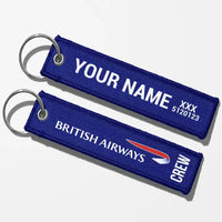 Thumbnail for British Airways Airlines Crew & Staff Tag Key Chains - Blue - Crew + Name