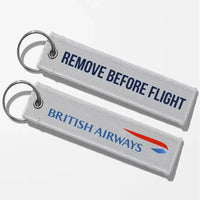 Thumbnail for British Airways Airlines Crew & Staff Tag Key Chains - Light Gray - Remove Before Flight