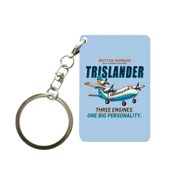 Britten-Norman BN-2A Mk III Trislander - Cartoon - Key Chain - Light Blue