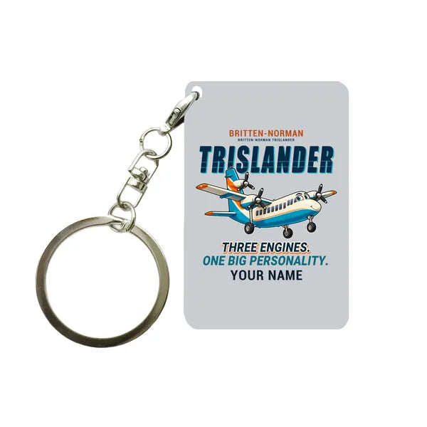 Britten-Norman BN-2A Mk III Trislander - Cartoon + Name - Key Chain - Light Gray