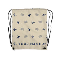 Thumbnail for Britten-Norman BN-2A Mk III Trislander - Drawstring Bag - 3D Pattern + Name - Beige