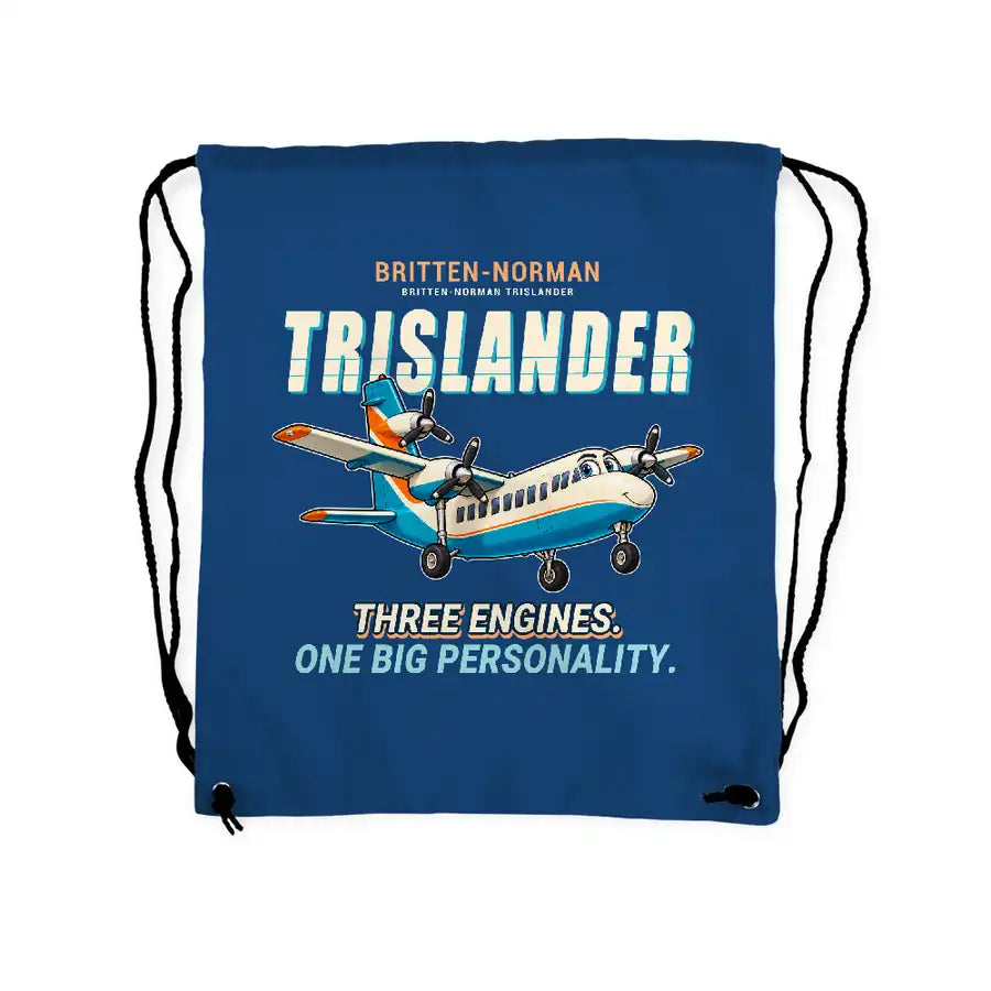 Britten-Norman BN-2A Mk III Trislander - Drawstring Bag - Cartoon - Blue
