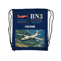 Thumbnail for Britten-Norman BN-2A Mk III Trislander - Drawstring Bag - Classic + Name - Dark Blue