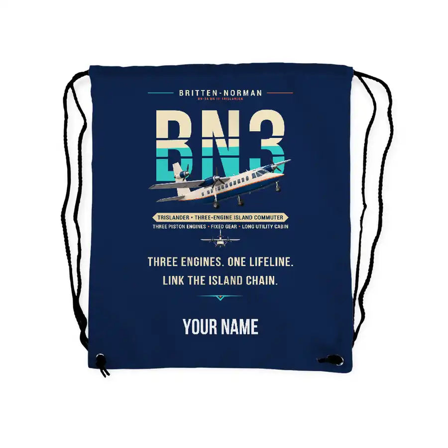 Britten-Norman BN-2A Mk III Trislander - Drawstring Bag - Original + Name - Dark Blue