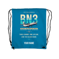 Thumbnail for Britten-Norman BN-2A Mk III Trislander - Drawstring Bag - Original + Name - Light Blue