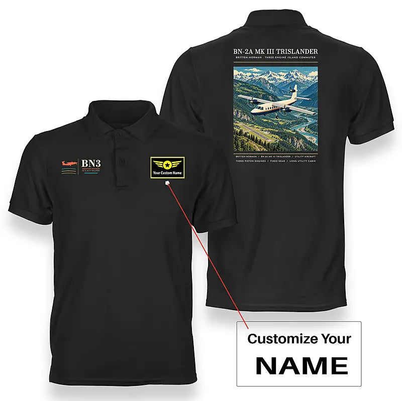 Britten-Norman BN-2A Mk III Trislander - Poster - Double-Side Polo - Black + Name