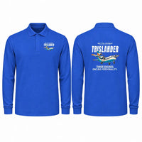 Thumbnail for Britten-Norman BN-2A Mk III Trislander Premium Polo T-Shirts - Cartoon - Long Sleeve - Blue