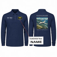 Thumbnail for Britten-Norman BN-2A Mk III Trislander Premium Polo T-Shirts - Poster + Name - Long Sleeve - Dark Blue